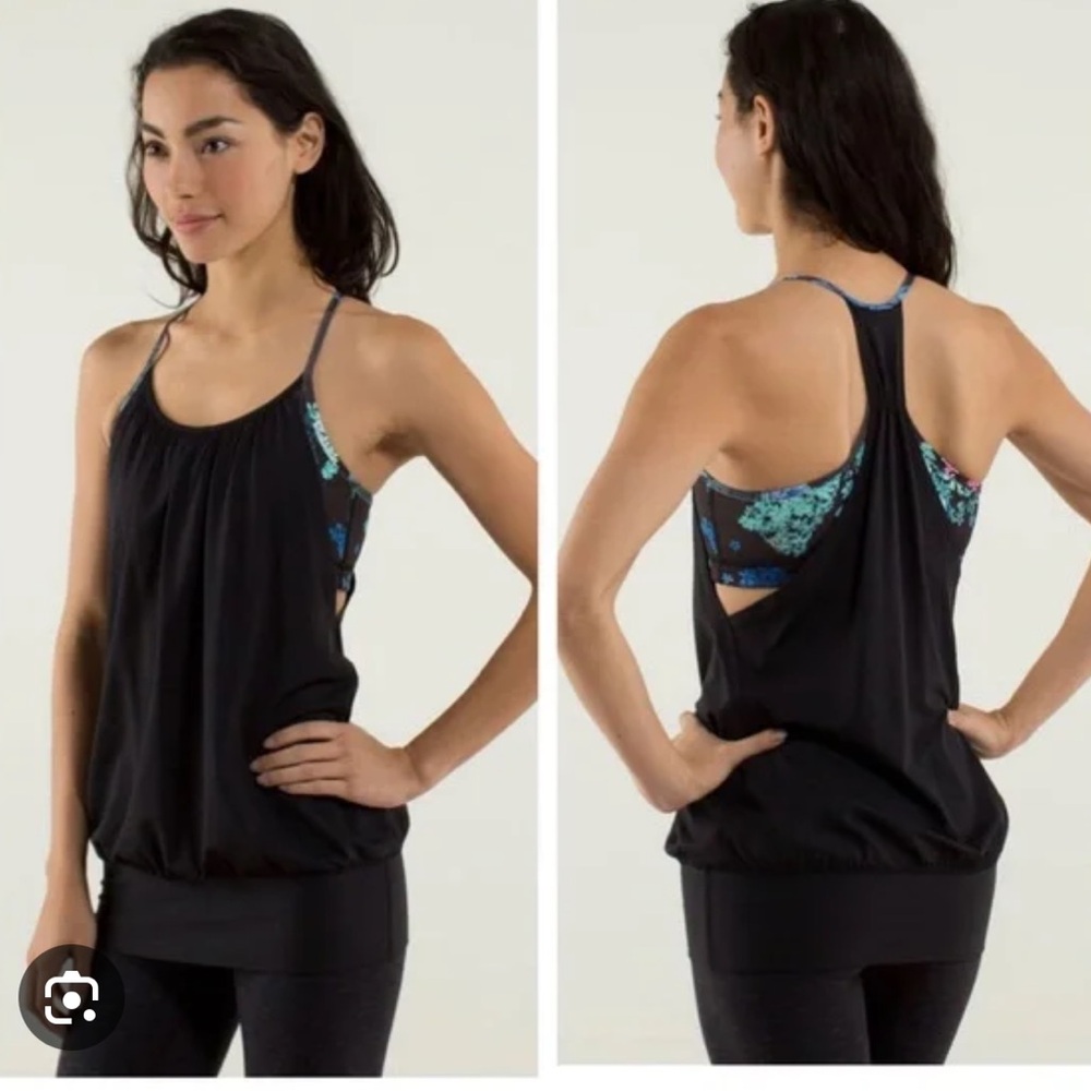 Lululemon Black and grey Sleeveless Cut Out Tank Top